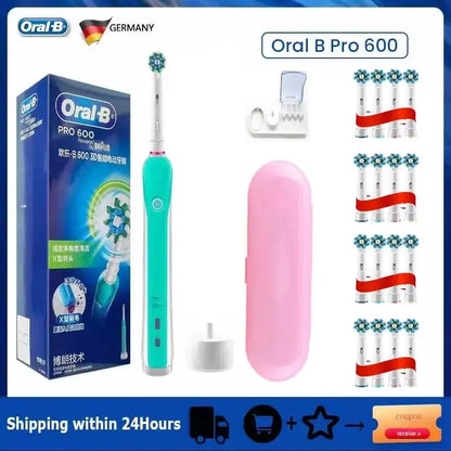 Oral B Electric Toothbrush Pro 4000 3D Action Daily Clean Teeth Visible Pressure Sensor 4 Modes Gum Cares Waterproof Rechargeabl