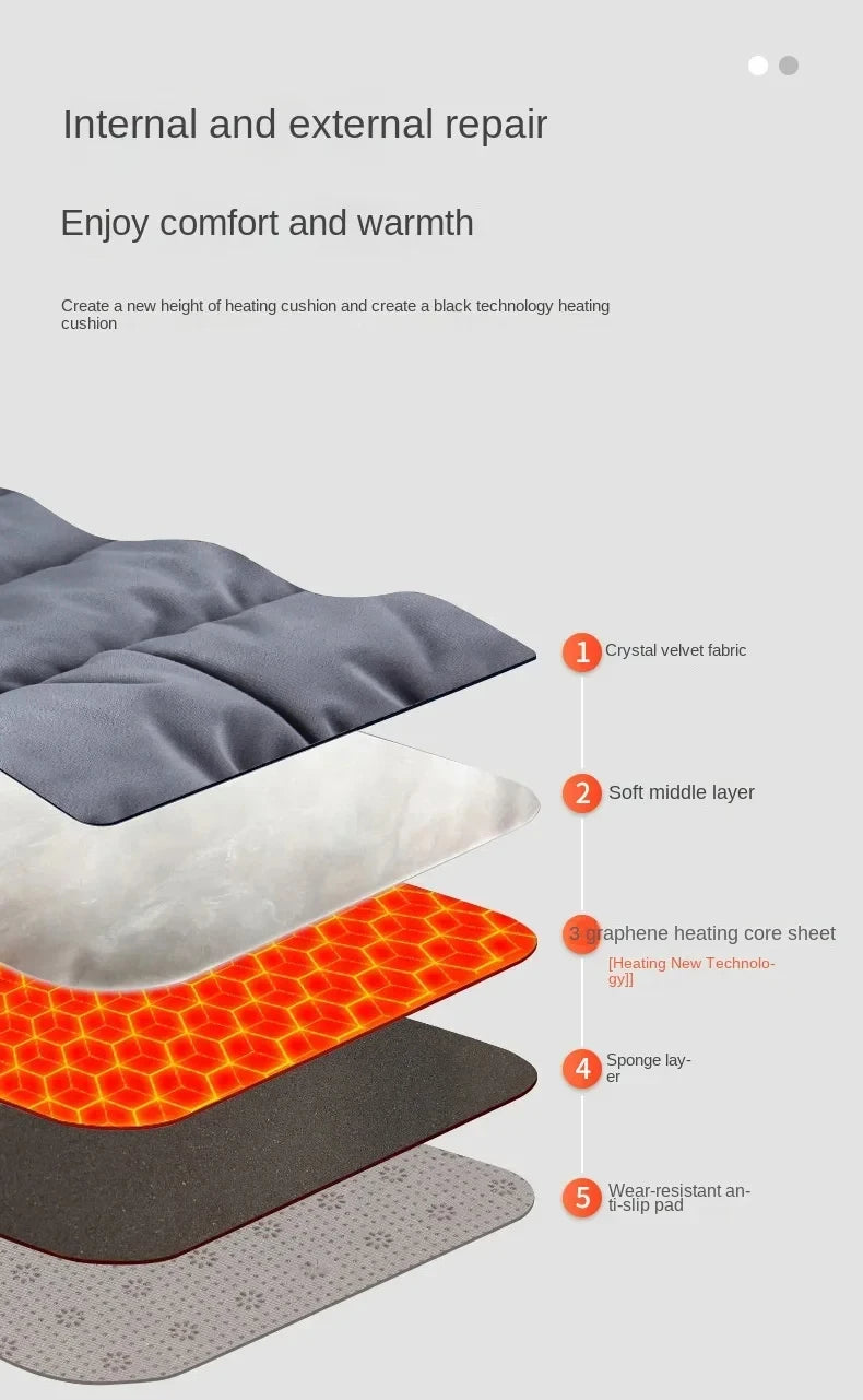 Adjustable Temperature Graphene Seat Cushion Car Winter Plush Seat Cushion 12V Universal Warm USB Electric Heating Seat Cushion