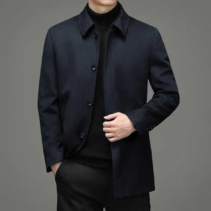 QYLVAWOY Men's Wool and Trench Coats Cashmere Jackets Lapel Man Jacket Coat Autumn Winter Clothes for Man Luxury Business Casual