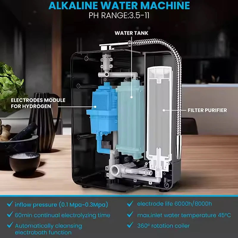 Japan Tech Alkaline water Ionizer High PH 2.8-11 Value 11 Plates Kangen Filtration Water System Hydrogen Water Filter Purifier