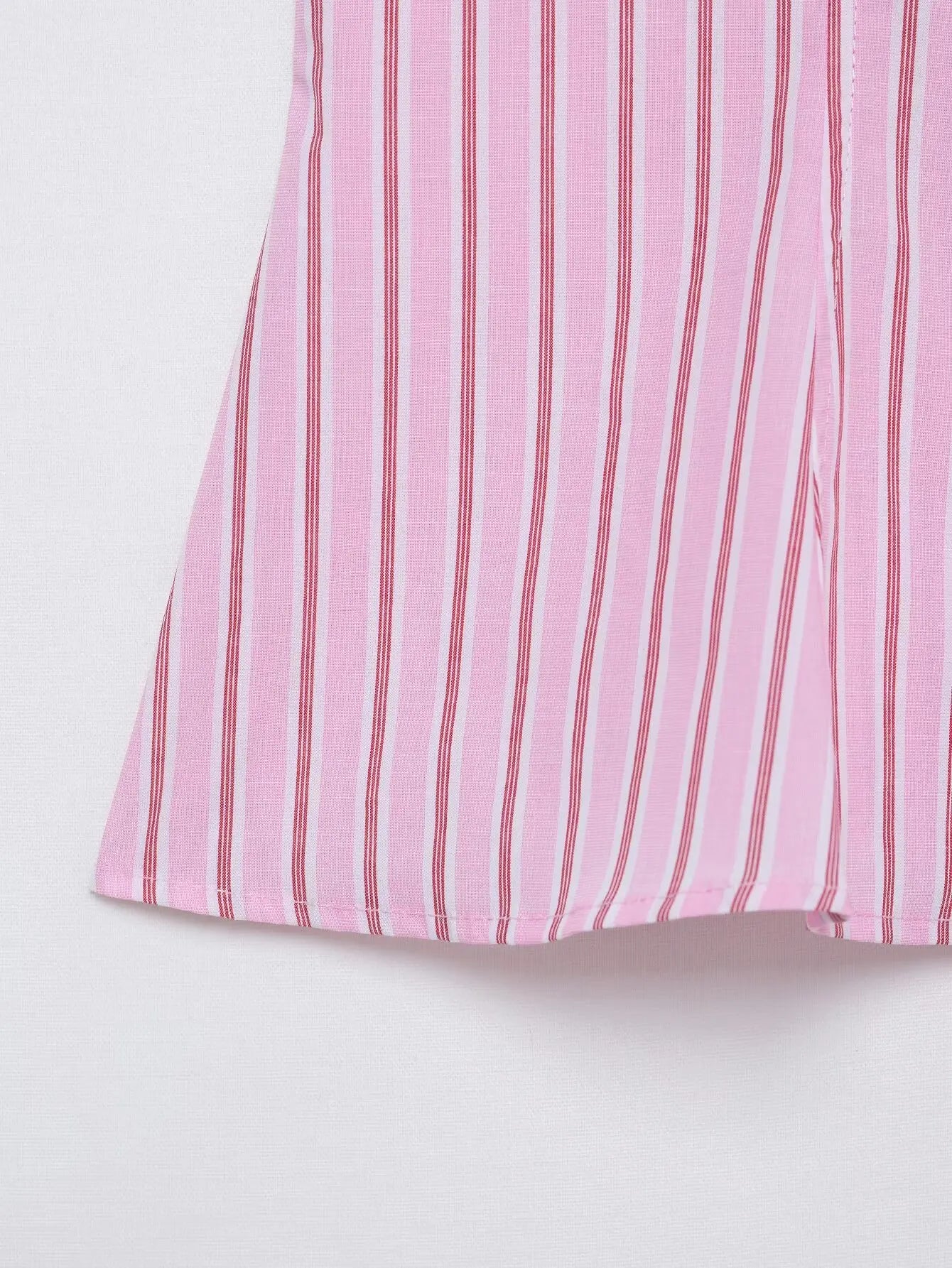 HH Women Striped Pants Suit Lapel Pocket Single-breasted Blouse+Side Zipper Lace Short Top+High Waist With Belt Poplin Pant