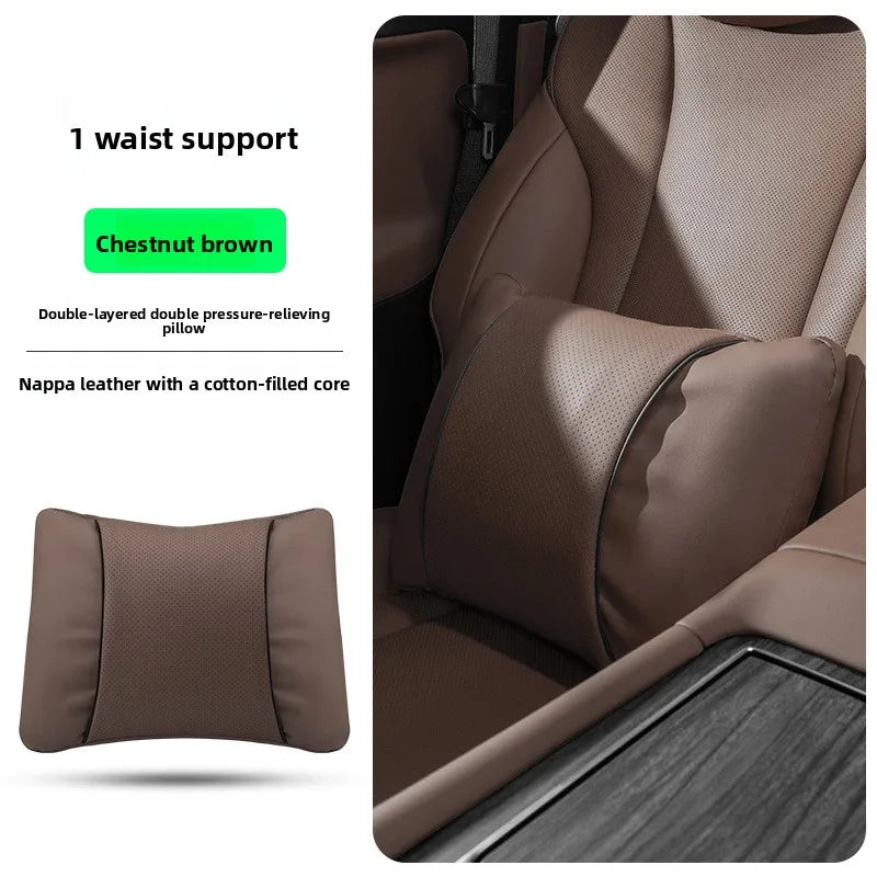 High Quality Universal Car Headrest Cushion Car Seat Neck Pillow High-grade Leather Breathable Lumbar Support Car Pillow