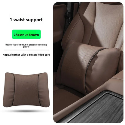 High Quality Universal Car Headrest Cushion Car Seat Neck Pillow High-grade Leather Breathable Lumbar Support Car Pillow