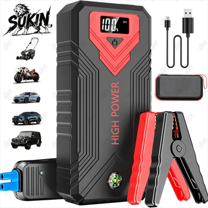 SUKIN Portable Jump Starter Power Station with LED Light&USB Port.12V Large Capacity Car Battery Starter with Lithium Battery
