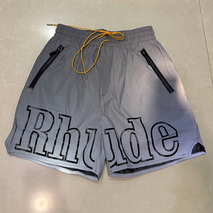 26SS High Street Hip Hop Simple Versatile Rhude Casual Shorts Men Heavy Fabric Letter Print Sports Shorts
