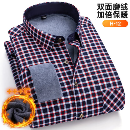 New Plus Size 8XL 7XL 6XL Men's Shirt Autumn Winter Fleece Thickened Warm Long Sleeve Plaid Business Casual Slim-fit Man Clothes