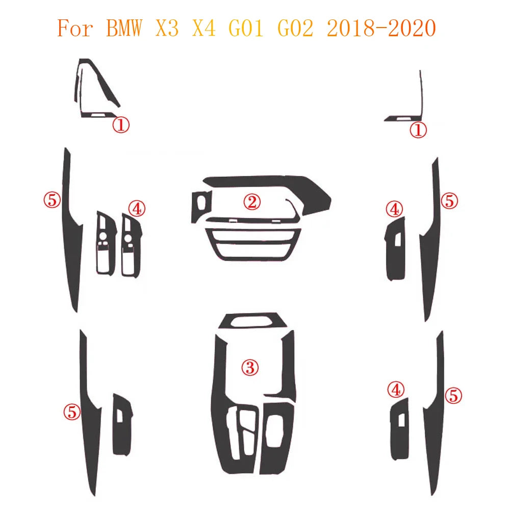 For BMW X3 X4 G01 G02 2018-2020 Interior Central Control Panel Door Handle Carbon Fiber Stickers Decals Car styling Accessorie