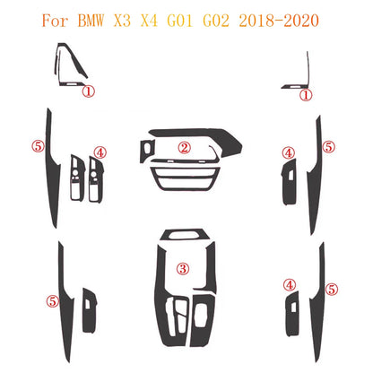 For BMW X3 X4 G01 G02 2018-2020 Interior Central Control Panel Door Handle Carbon Fiber Stickers Decals Car styling Accessorie