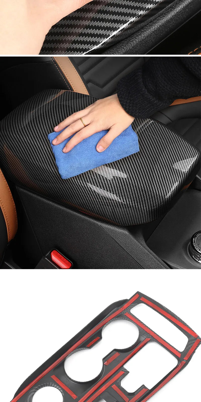 For Ford Ranger P703 T9 XL XLT Wildtrak Raptor 2023-2025 Carbon Fiber Texture Gear Shift Panel Cover Interior Trim Full Set