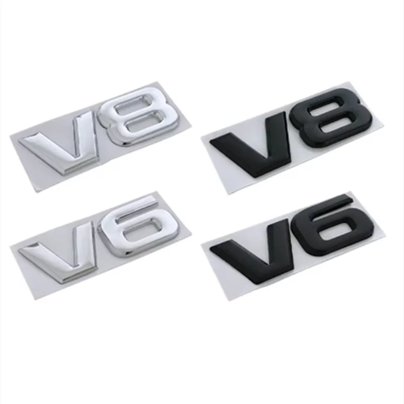 3D Metal V6 V8 Logo Universal Car Fender Emblem Badge Trunk Decal Stikcer For Toyota Land Cruiser VW Audi BENZ JEEP Accessories
