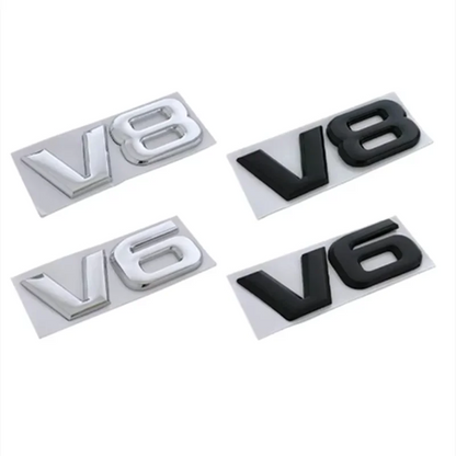 3D Metal V6 V8 Logo Universal Car Fender Emblem Badge Trunk Decal Stikcer For Toyota Land Cruiser VW Audi BENZ JEEP Accessories