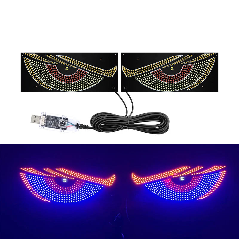 1/2PCS Devil Eyes Light USB-Powered LED Matrix Panel DIY Programmable Flexible LED Screen with App Control for Cars Windshield