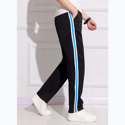 Black Unisex New Track Pants Casual Sweatpants mens Striped Bastic Trousers Straight Pants Joggers Simple Work Pants