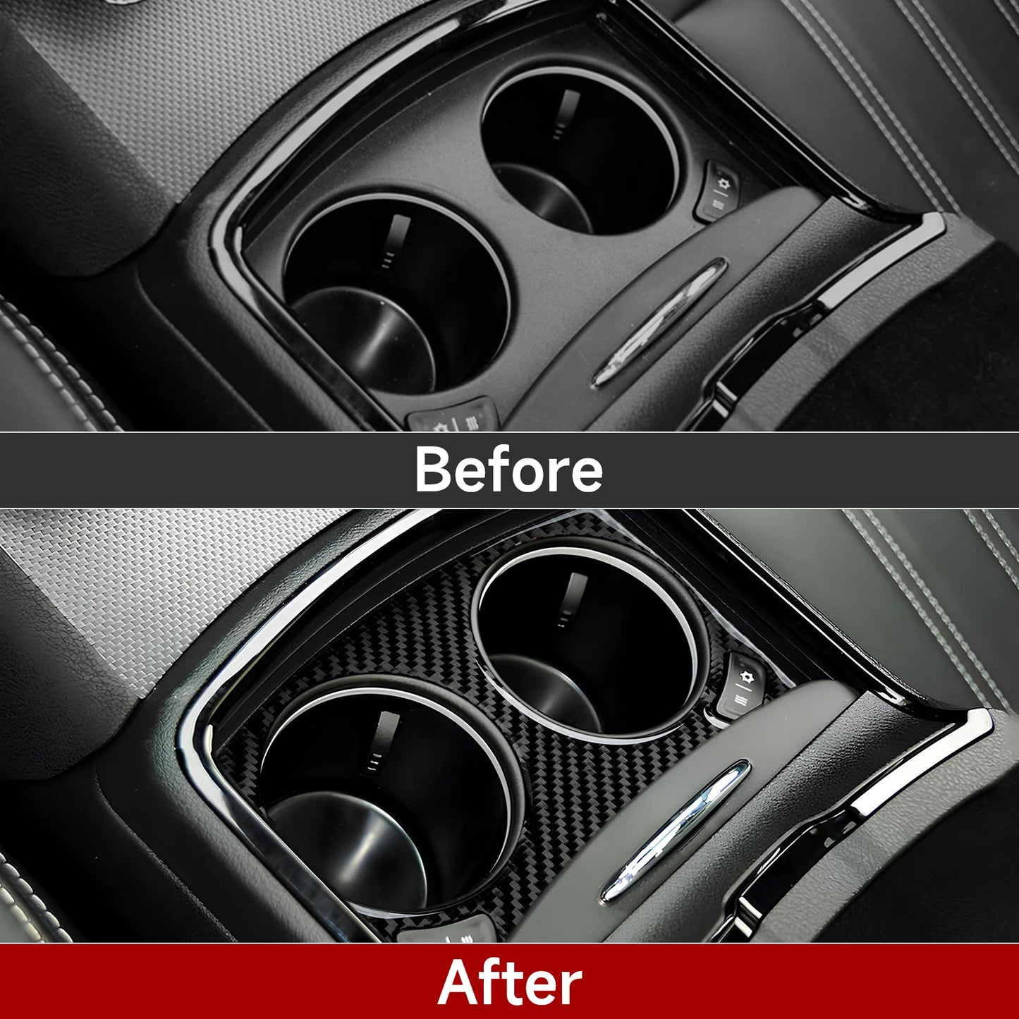 For Chrysler 300 (2011-2014) Car Center Console Gear Shift Panel Steering Wheel Cover Carbon Fiber Interior Sticker Accessories