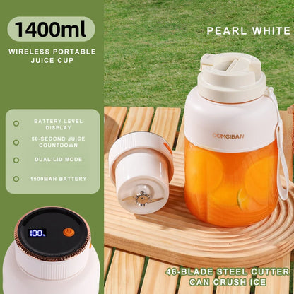 800/1300/1400ml Large Capacity Wireless Portable Juicing Cup Blender 38 Blade Juicing Crushed Ice Summer Juice Smoothie Making