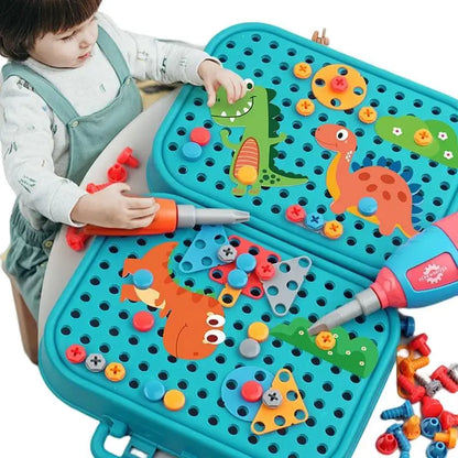 Kids Electric Drill Screw Nut Puzzles Toys Pretend Play Tool Disassembly Assembly Drill Puzzle Toys For Boy Children Gifts