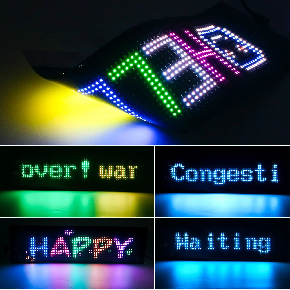 Scrolling Advertising LED Sign Display USB RGB Car App Control Bluetooth Custom Logo Display Text Pattern Animation Programmable