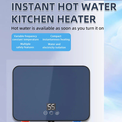 Instant Electric Water Heater 6000W Constant Temperature, Tankless Hot Water Heater for Kitchen/Bath, Compact, Safe, Energy-Save