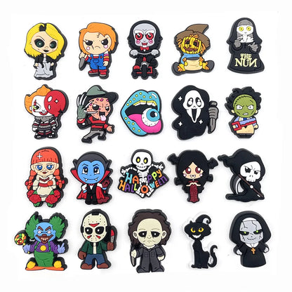 100pcs Mixed Cartoon Halloween Shoe Charms For Clogs Ghost Shoe Decoration Premium Quality Popular Charms Accessories Great Gift