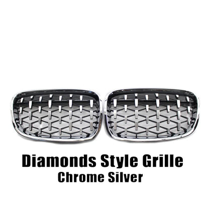 XVIP Car Front Grille Grills Gloss Black for BMW 1 Series F20 m140i 118d F21 2012-2014 Front Diamonds Style Grille Accessories