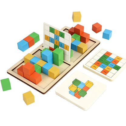 Wooden Two-Player Battle Building Blocks Concentration And Logic Training Interactive Board Game Puzzle Space Three-Dimensional