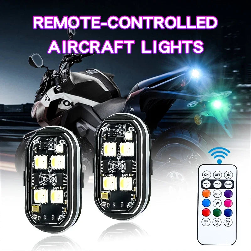 Rechargeable Wireless Light Aircraft Airplane Helicopter Warning Lights RGB Led Motorcycle Strobe lights LED Flash Light