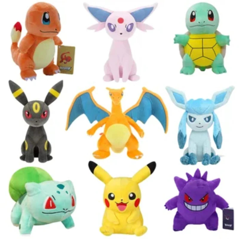 53 Styles Pokemon Plush Charmander Squirtle Pikachu Moon Leaf Eevee Plush Bulbasaur Stuffed Animal Toy Gengar Doll Gift for Kid