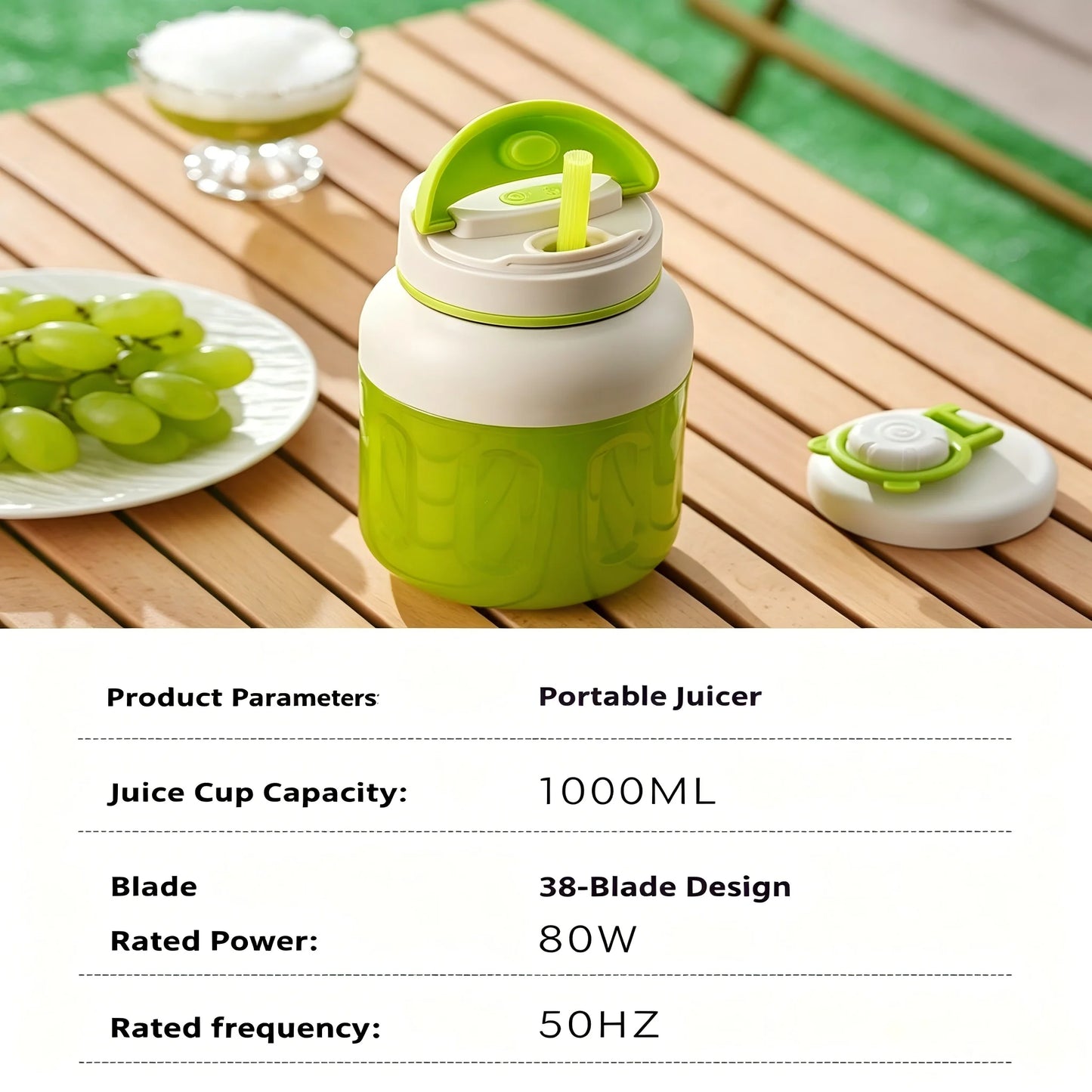 Wireless Rechargeable Portable Juicer Cup, Mini Blender with Ice Crushing Function for Smoothie, Home & Travel Use