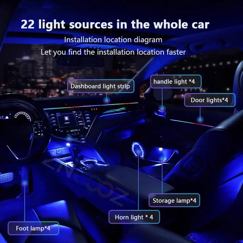 RGB 22in1 Car Interior Acrylic Car Ambient Lights For Volkswagen Golf 6 7 5 4 3 2 8 MK4 MK6 MK7 MK5 MK3 MK2 MK8 Car Accessories