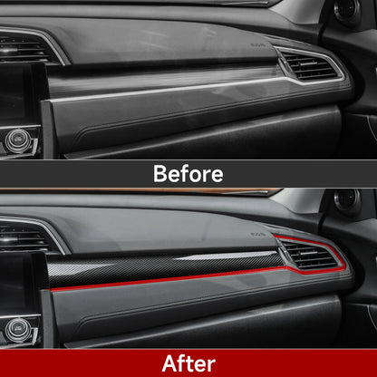 For Honda Civic 10th Gen (2016 -2021) Interior Accessories, Car Center Console Gear Shift Panel , Carbon Fiber ABS Trim Sticker
