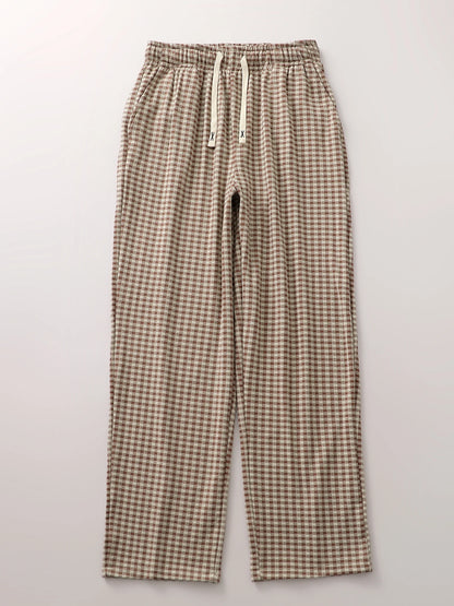 Comfortable Men's Plaid Velvet Sleep Pants Loose Straight Leg Long Pants Warm Cozy Autumn Winter Home Clothes Coral Velvet Fa...