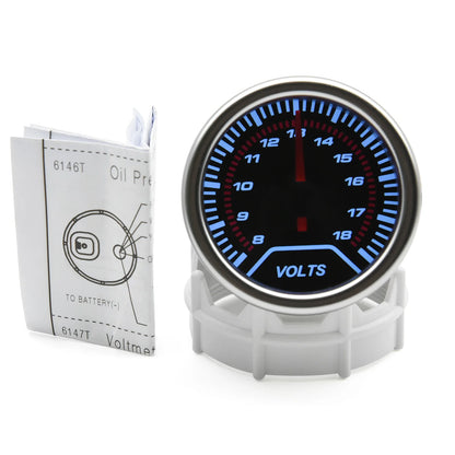 52mm Racing Gauge 12V LED Smoke Len -1~0~2 BAR Turbo Boost Water Temperature Oil Pressure Voltmeter Air Fuel Ratio Meter For 12V