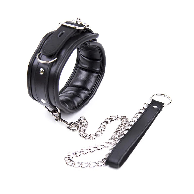 Adjustable Stainless Steel Spreader Bar Set Padded Leather  Kit Adjustable Collar Handcuffs Ankle Cuffs Restraints BDSM Adult