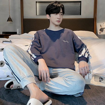 Soft Cotton Pajamas Autumn Men's Plaid Sleepwear Big Yards L-4XL Pajama Sets Casual Sleep&Lounge Pyjamas Pijamas Hombre