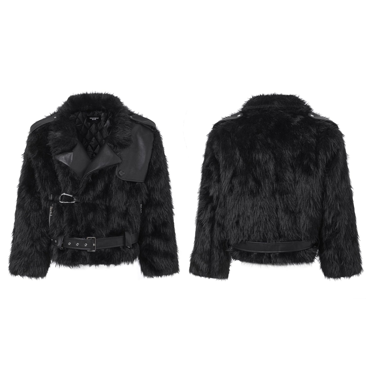 Mauroicardi Winter Short Cool Black Thickened Warm Pu Leather Patchwork Faux Fur Moto & Biker Coat Men Zipper Fluffy Jacket 2023