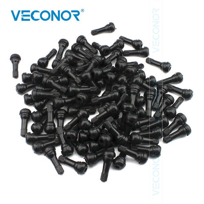 TR412 TR413 TR414 PVR70 Snap-In Tire Valve Stems Short Black Rubber Wheel Replacement With Dust Cap