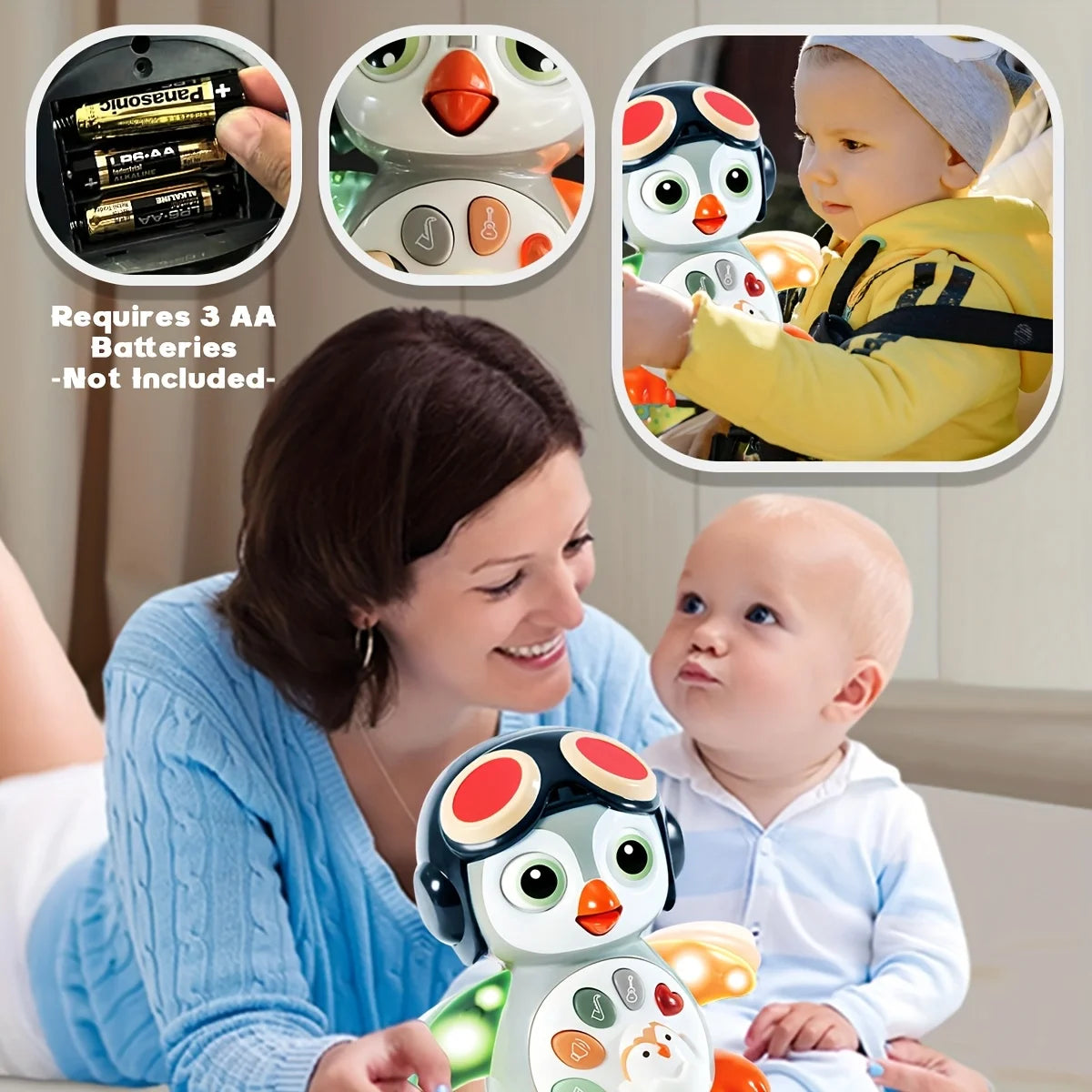 Dancing Moving Walking Crawling Penguin Toys, Learning Crawl Interactive Development Toy, Halloween/Christmas Gift