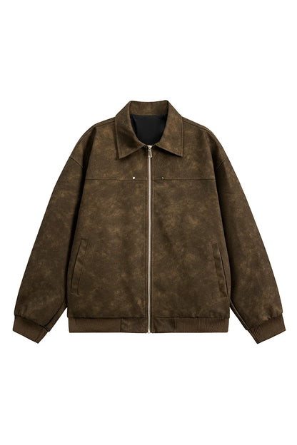 Trend Men's Faux Leather Jacket Autumn Winter Fashionable Solid Color Standing collar PU Leather Biker Jacket Handsome Men Coat
