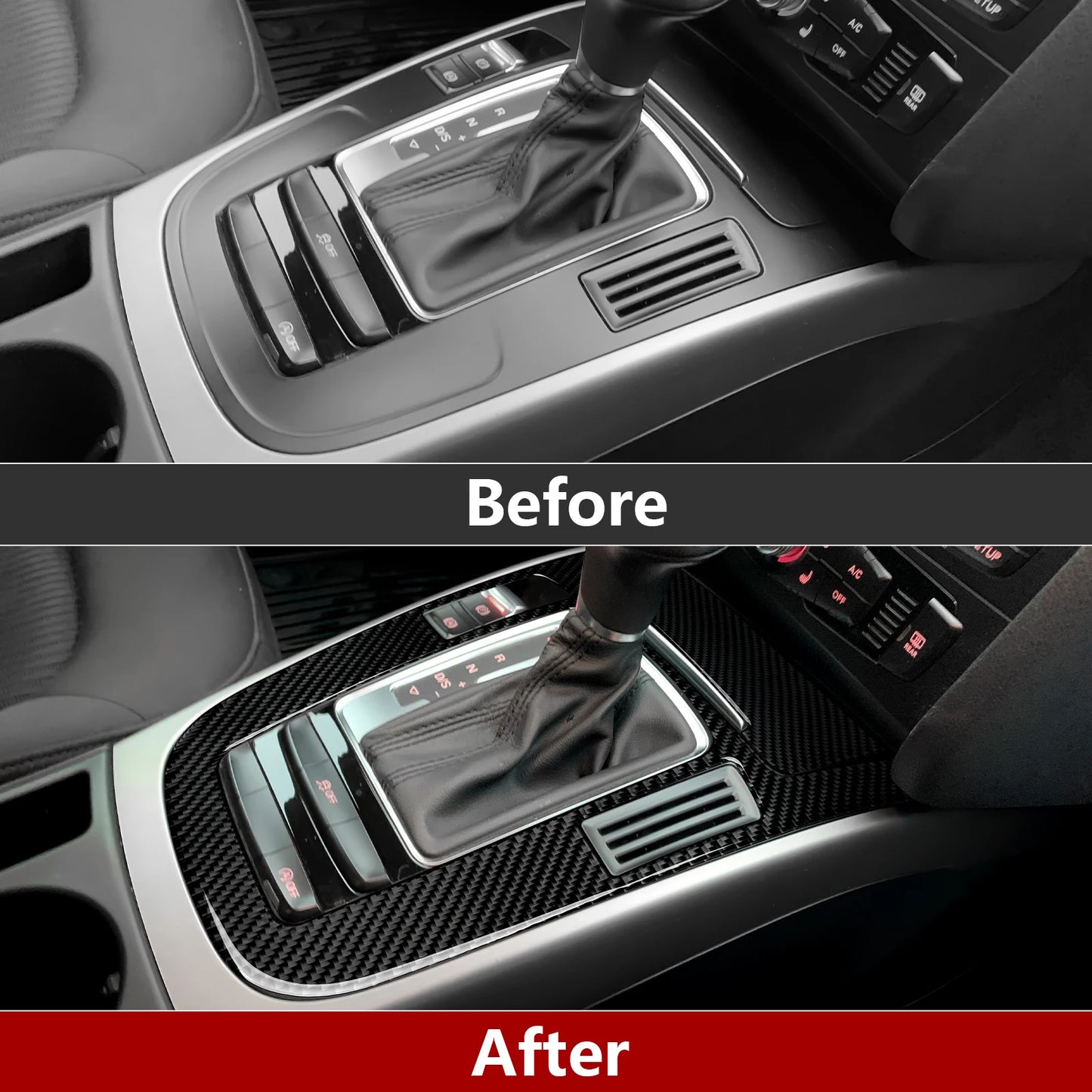 Car Center Console Gear Shift Panel Set, For Audi A4 S4 RS4 A5 S5 RS5 (2007-2016) Carbon Fiber Interior Sticker Trim Accessories