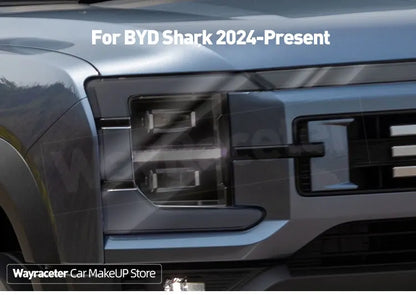 Car Headlight Protective Film Transparent Smoked Black TPU Sticker For BYD Shark 6 2025 2026 Off Road 4X4 Exterior Accessories