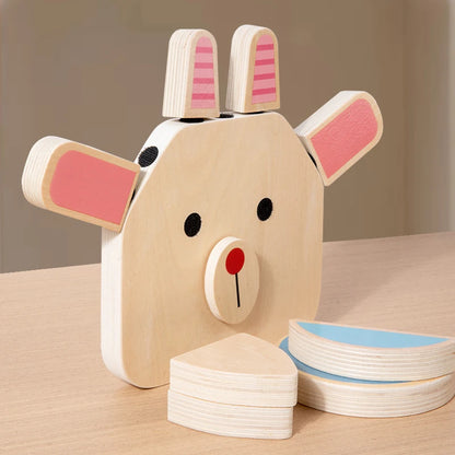 Character Face-Changing 3D Puzzle Toy Montessori Benefits Intelligent Character Animal Wooden Face-Changing Block Challenge