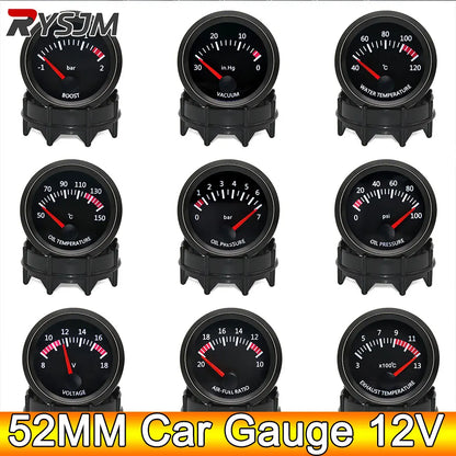 AD 52mm Water Temp/Oil Temp/Voltmeter/Oil Press BAR PSI /Vacuum/Boost Gauge/Air Fuel Ratio/EGT Gauge With Sensor Fit for 12V Car