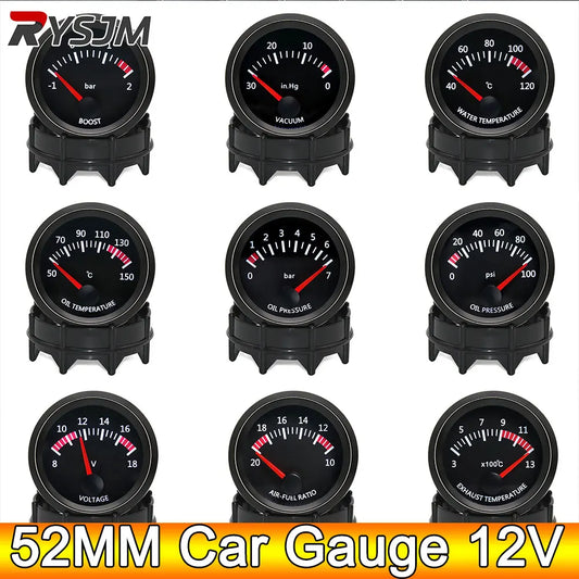 AD 52mm Water Temp/Oil Temp/Voltmeter/Oil Press BAR PSI /Vacuum/Boost Gauge/Air Fuel Ratio/EGT Gauge With Sensor Fit for 12V Car
