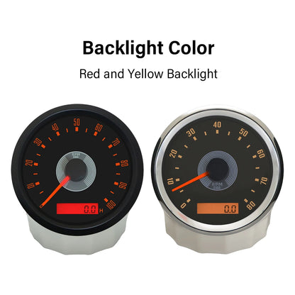 ELING Car 85mm Tachometer 0-8000RPM 0-10000RPM with LED Hourmeter Adjustable Red Yellow Backlight for Motorcycle Boat 9-32V