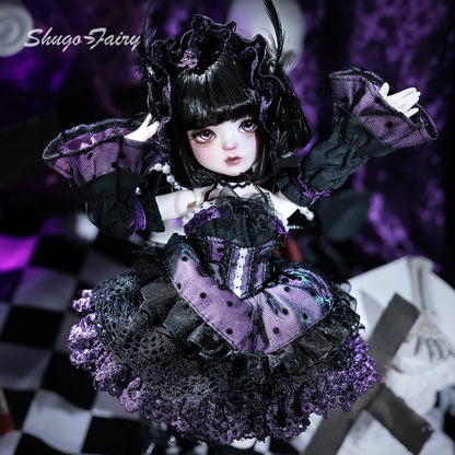 ShugaFairy 1/6 BJD Doll Edith Full Set Black & Purple Little Demon with Skull Joints and Dress High Quality Anime Resin Figure