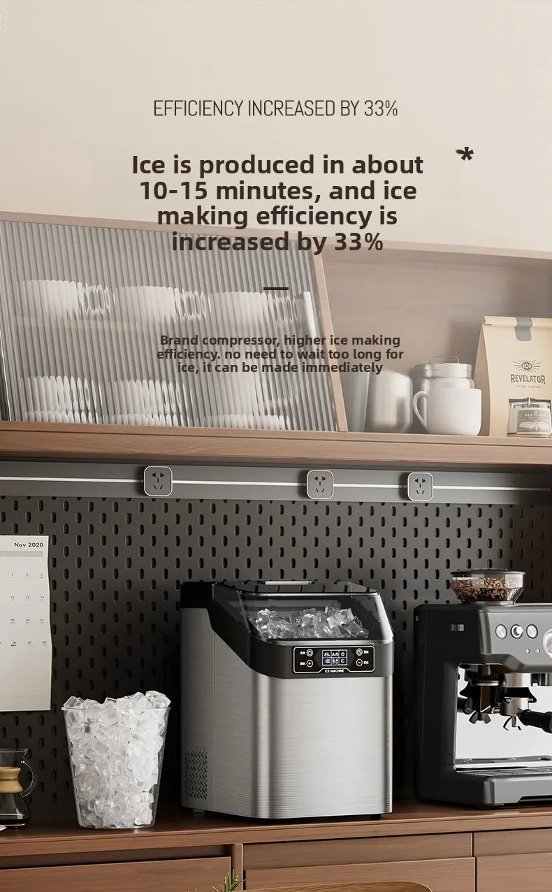 220V Newfly Portable Ice Maker Small Automatic Square Ice Cube Machine for Home Use