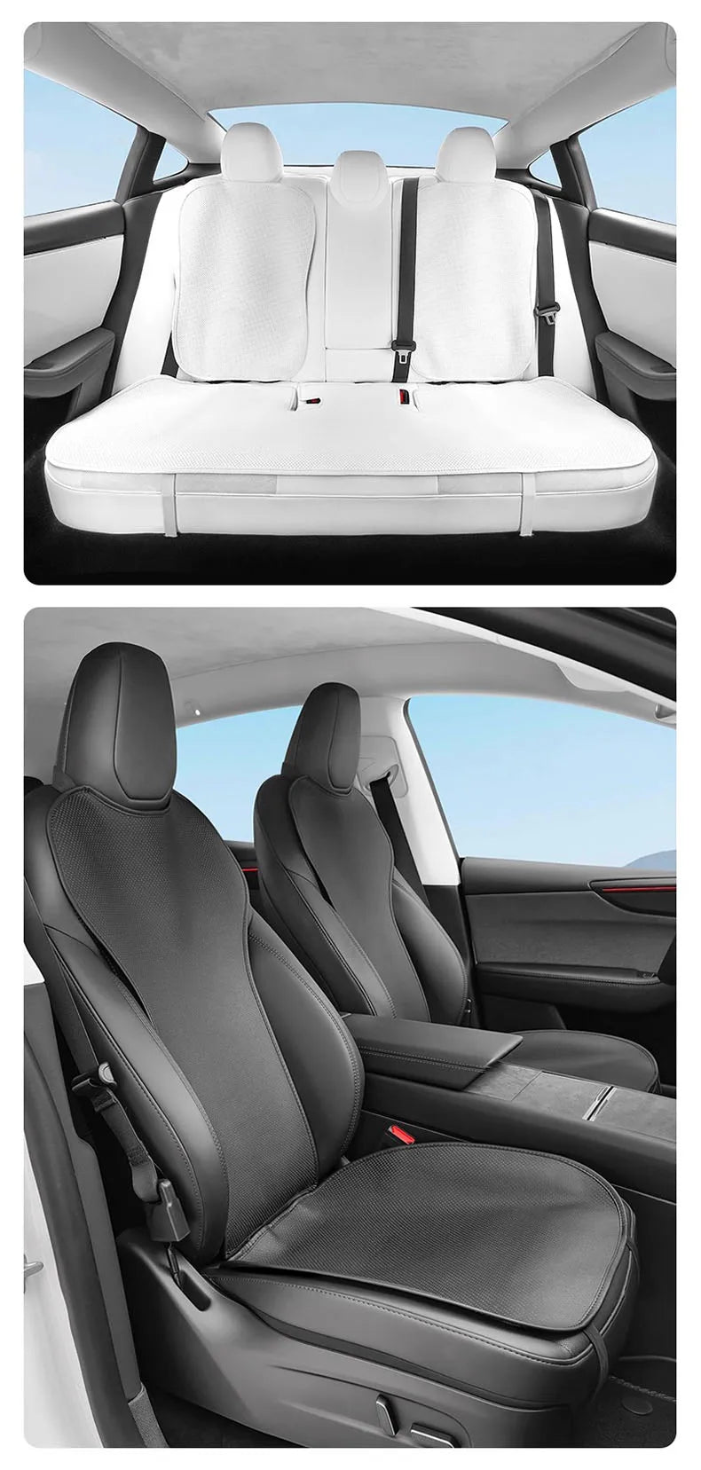 For Tesla Model Y Juniper 2025+ & 2026 Nappa Leather Seat Cushion Ventilation Comfortable Split Single Sitting Back row Set