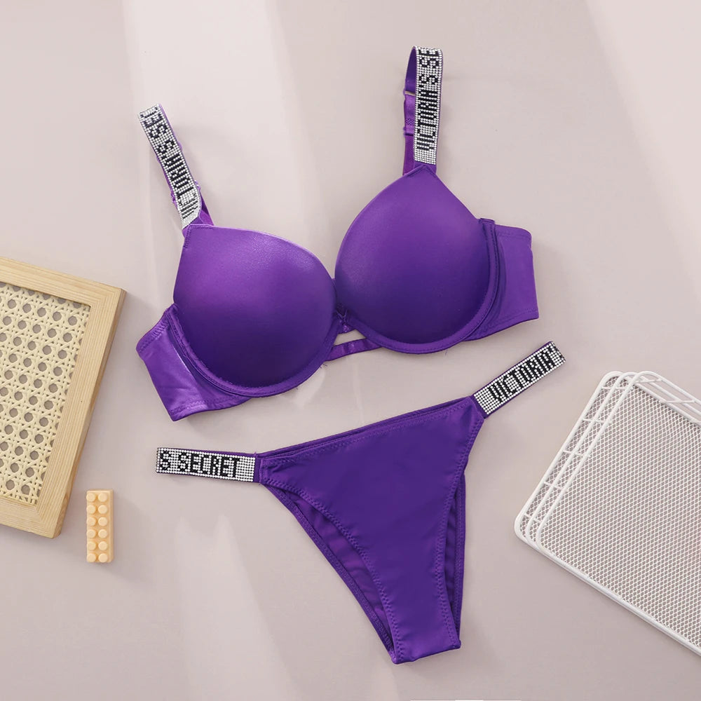 V Bra Panty Set Women Lace Push Up Bralette Seamless Comfortable Breathable Lingerie Home Wear Set Lingerie Set Underwear Set