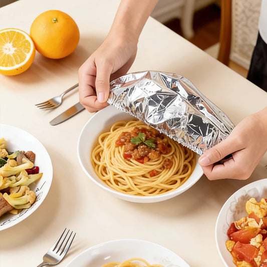 10/20pcs Aluminum Foil Insulation Covers Keep Food Warm Fresh Repeatable Kitchen Food Covers Bowls Plates Adjustable Cling Wrap
