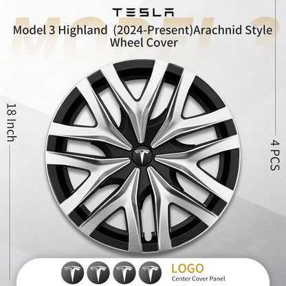 4PCS 18Inch Hubcaps for Tesla Model 3 Highland 2024-2026 Hub Cap Automobile Cap Full Rim Wheel Cover Can not for Model 3 Standar